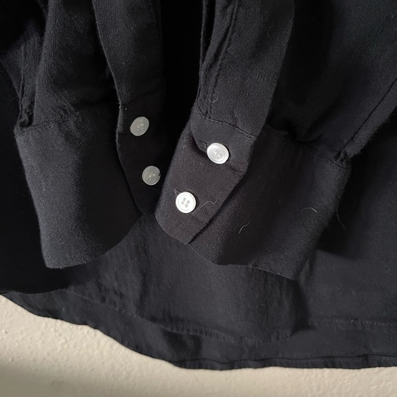 J.Crew Crepe Henley Popover Tunic Blouse Black Long Sleeve Women’s M - Picture 11 of 13